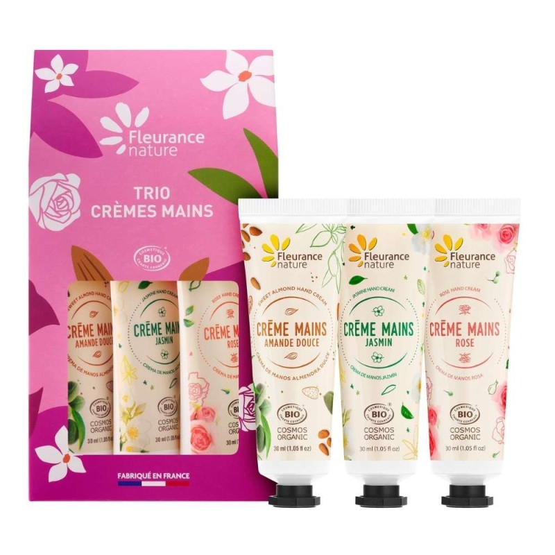 Trío Cremas de Manos Almendra, Rosa y Jazmín FLEURANCE NATURE
