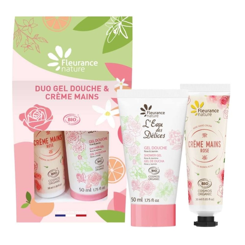 Duo Gel Ducha Rosa y Crema Manos Rosa FLEURANCE NATURE